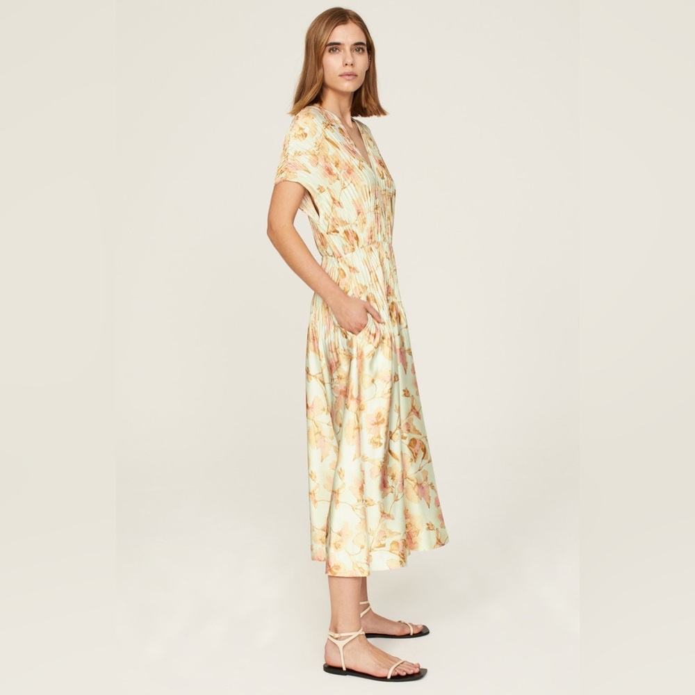 NWT Vince Floral Crushed Cap Sleeve Dress - Picture 2 of 11